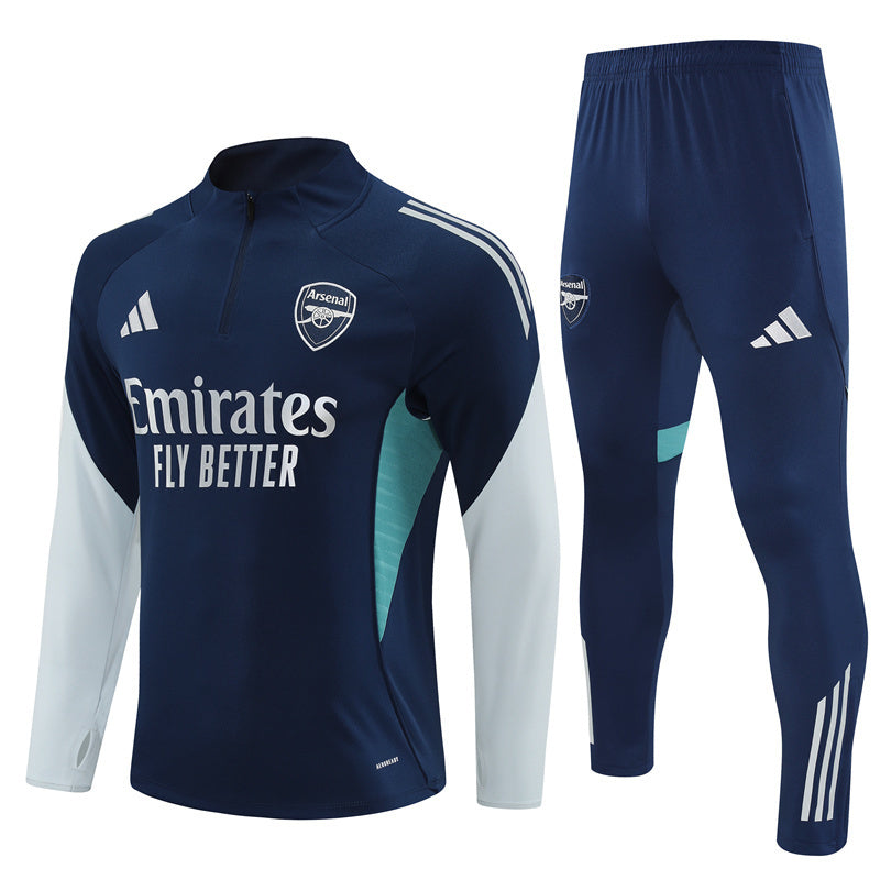 Survetement Arsenal Training Homme 2025 2026 Blanc Bleu