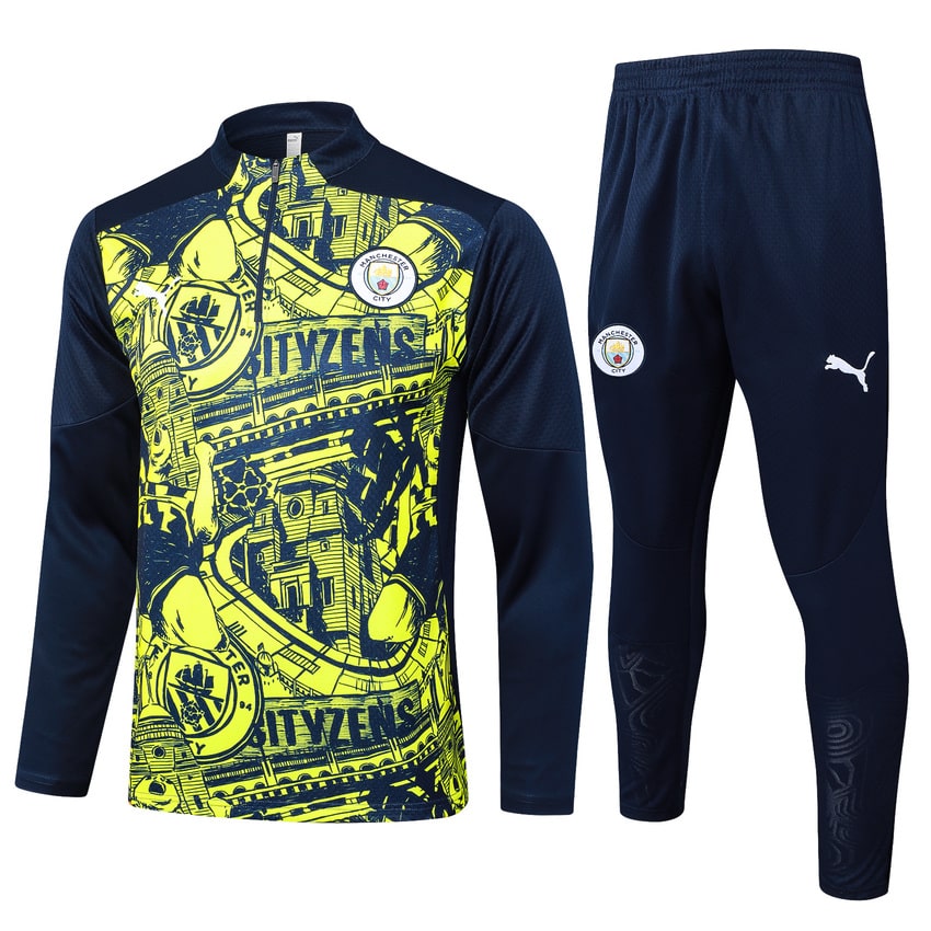 Survetement Manchester City Training Homme 2024 2025 Jaune Noir