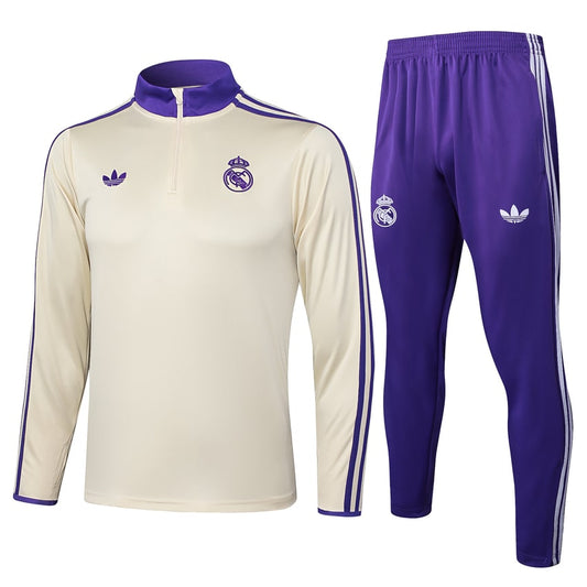 Survetement Real Madrid Training Homme 2025 2026 Beige Violet