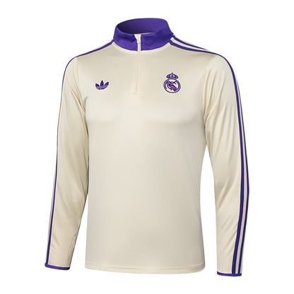 Survetement Real Madrid Training Homme 2025 2026 Beige Violet