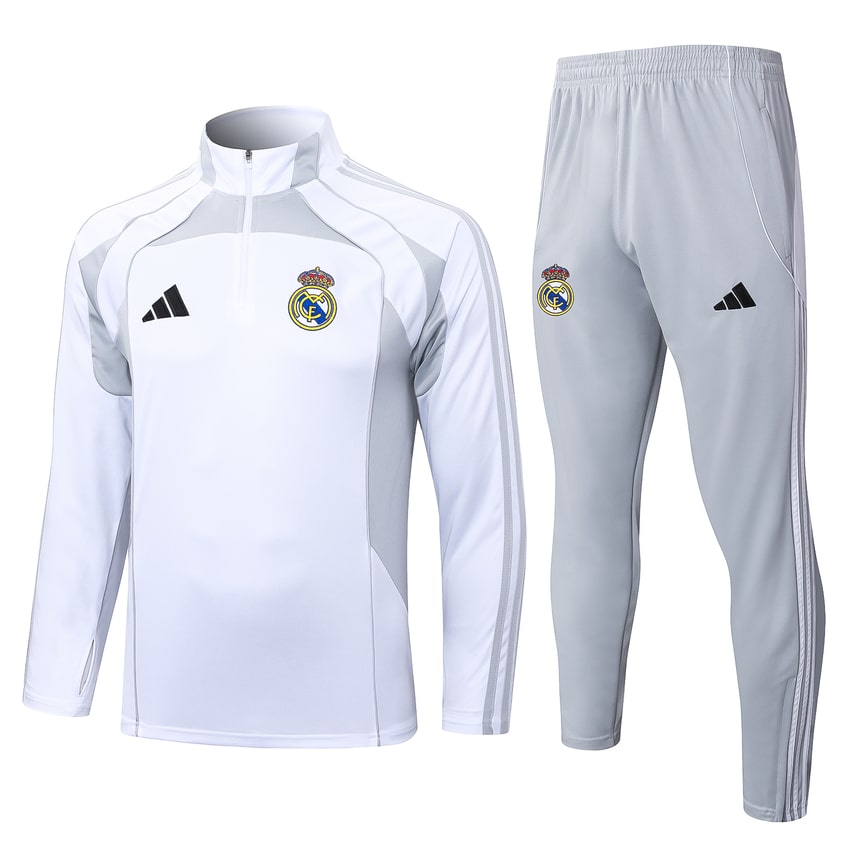 Survetement Real Madrid Training Homme 2025 2026 Blanc Gris