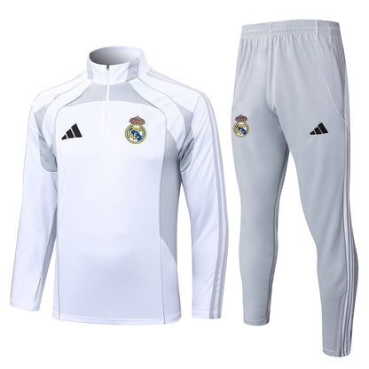 Survetement Real Madrid Training Homme 2025 2026 Blanc Gris