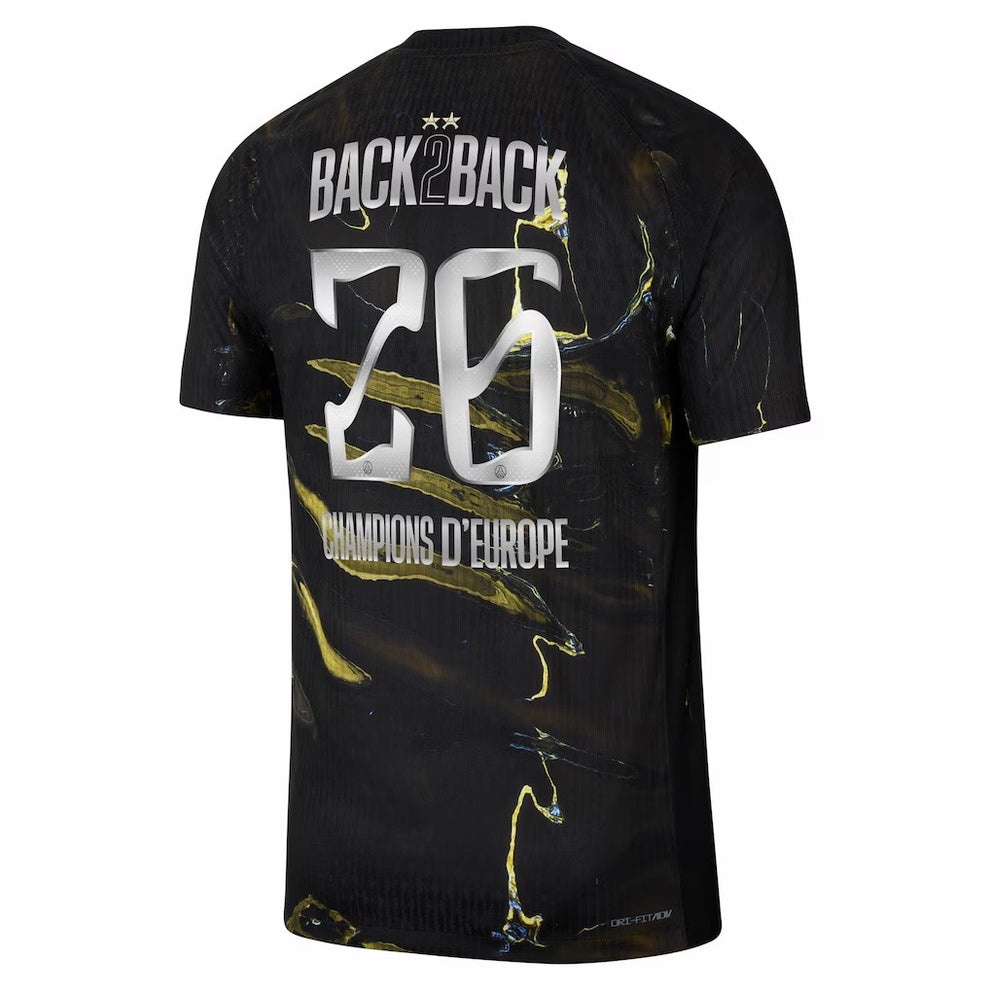 Maillot PSG Black Edition Champions d'Europe  2026 - Back 2 Back⭐⭐ - Flocage Champions of Europe 26 🏆 🔵🔴 ( 2 🌟 inclus)